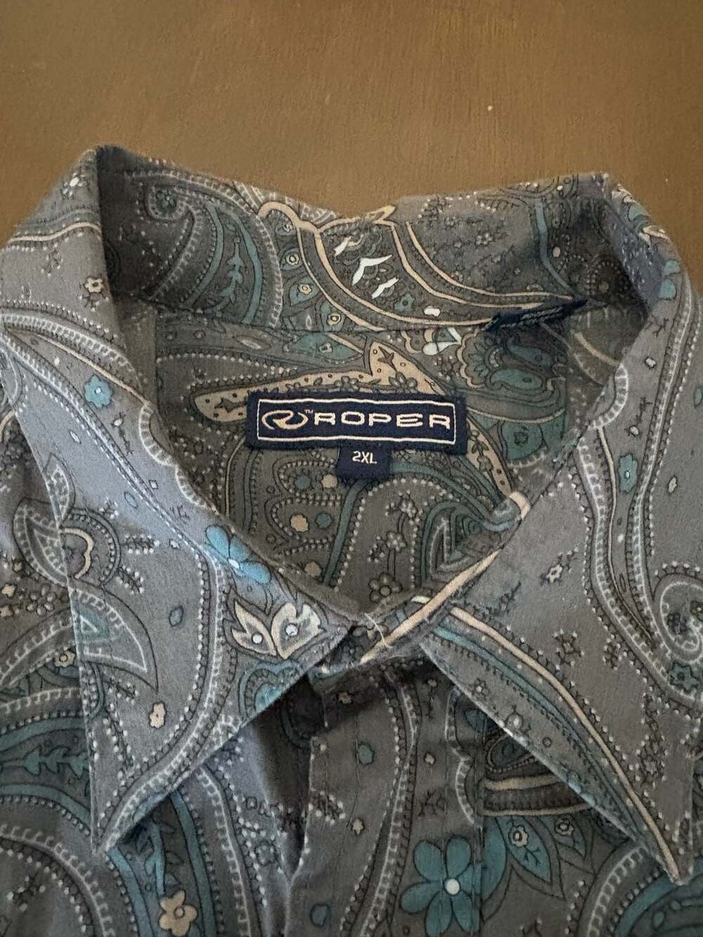 Roper Men's 2XL Paisley Print Western Pearl Snap Button Shirt Cowboy Rodeo - Picture 3 of 6